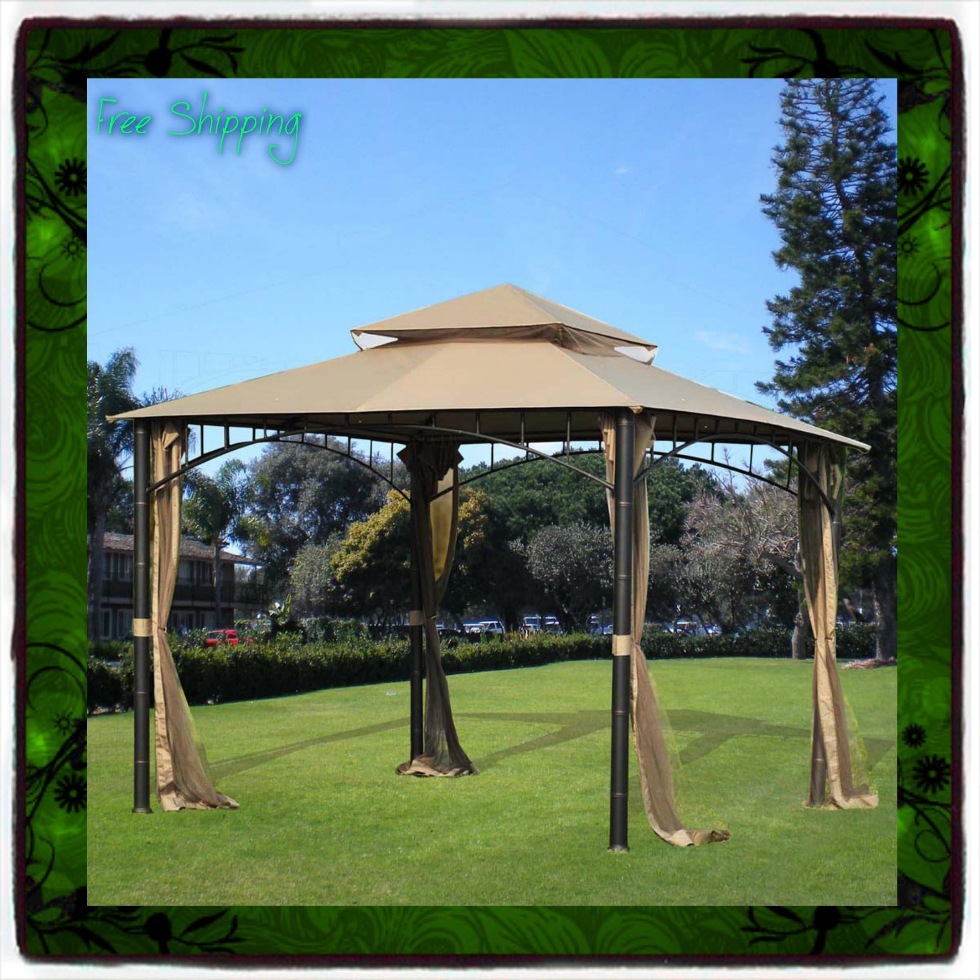10 X 10 Gazebo Steel Metal Outdoor Patio Pergola Canopy Tent Party W Poles Sunjoy Pergola Arbor Arch Deck Shade Sun Grill New Guarantee with Its Only Ebook