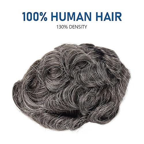 Miniatura 8 de Prótesis de cabello masculino de 0.005in de inyección de piel para hombres, pelucas duraderas para hombres, 100% sistema de cabello humano, unidad