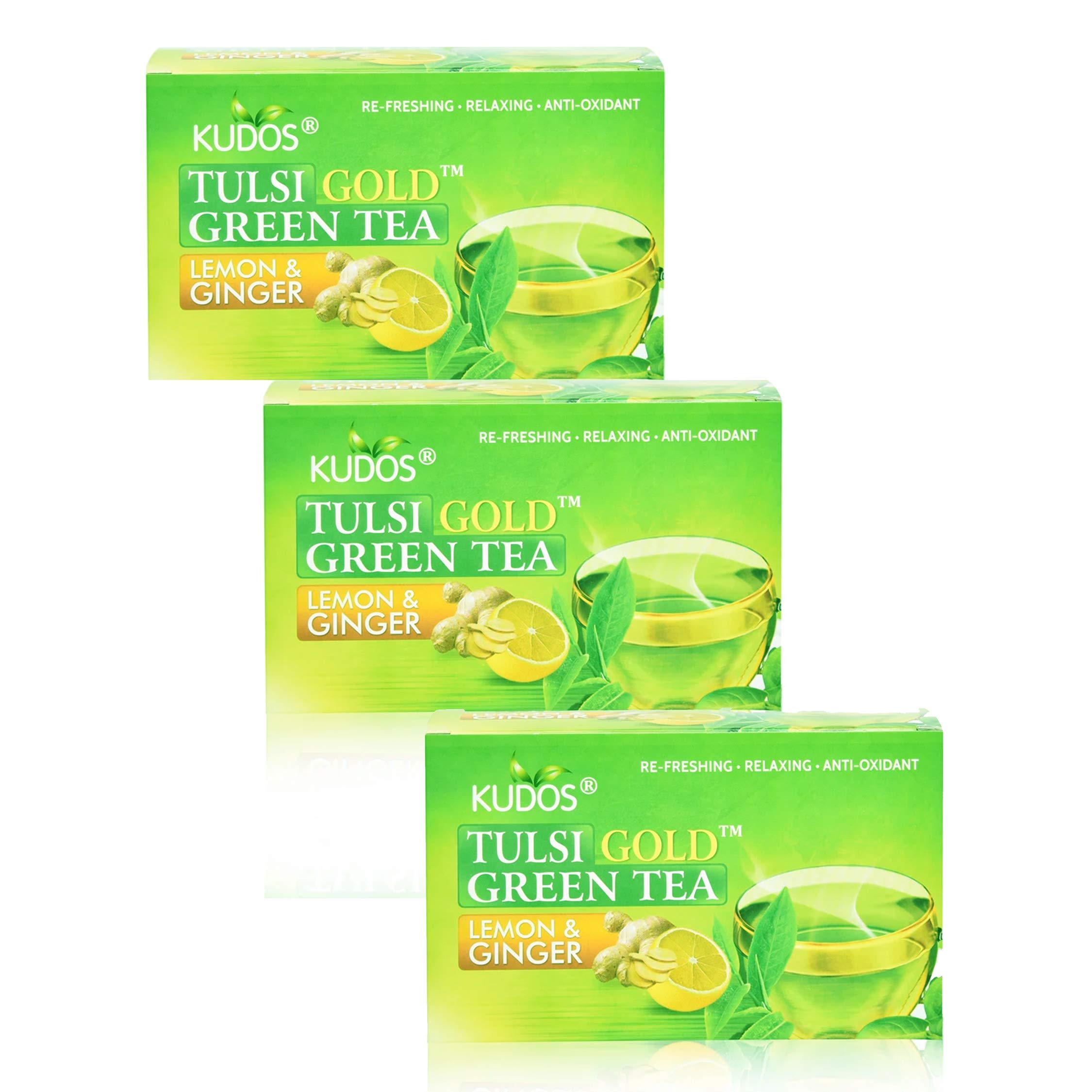 KUDOS TULSI GOLD GREEN TEA - LEMON & GINGER - 50GM - (PACK OF 3) (B08R3FW46B) Amazon Price History, Amazon Price Tracker