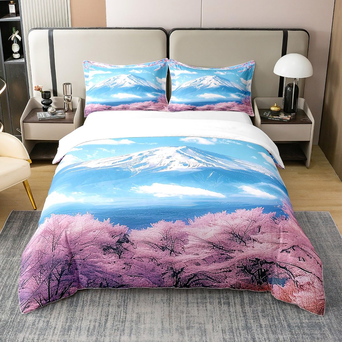 Funda nórdica azul de algodón 100% natural 155x220 de estilo japonés