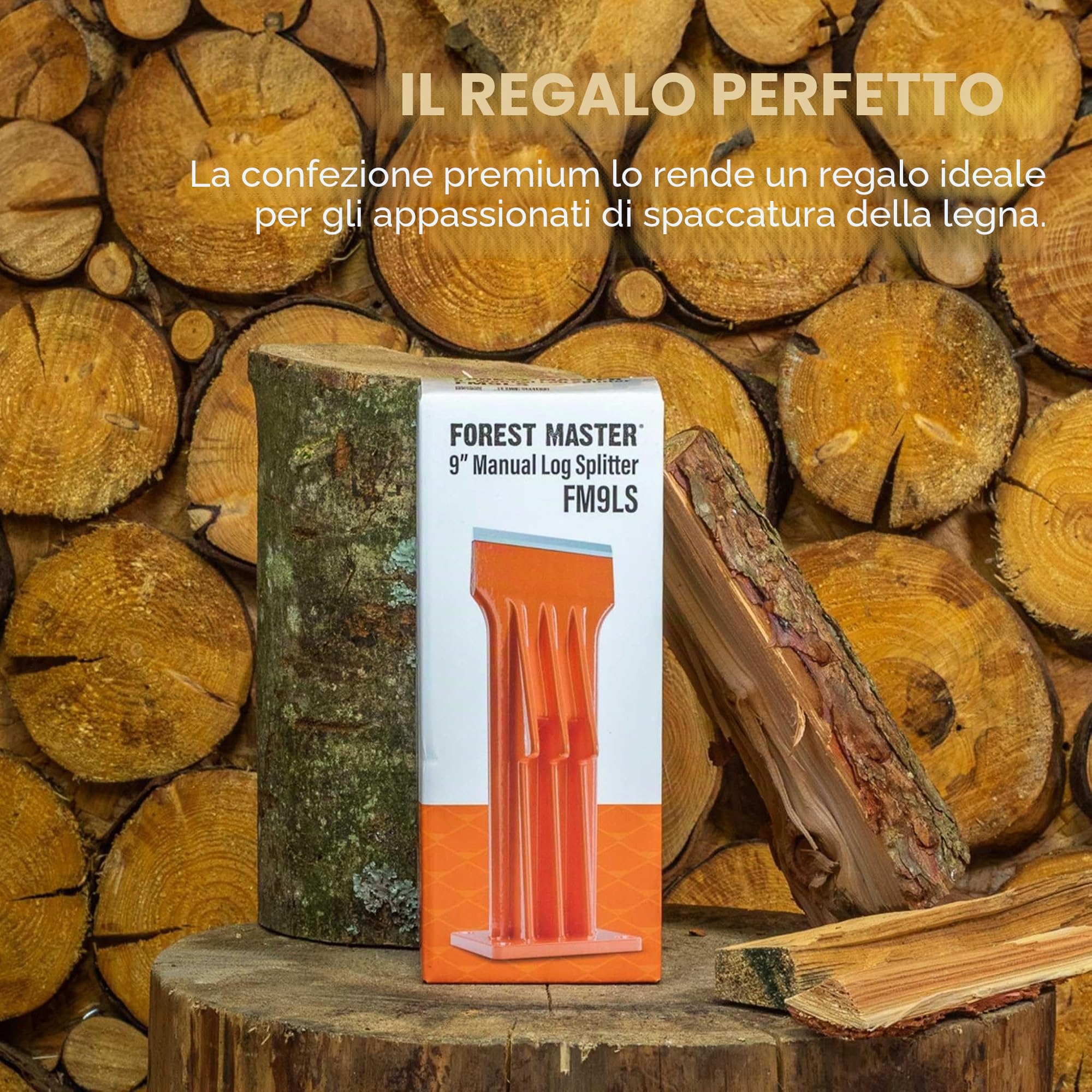 FM9LS - Spaccalegna manuale da 22,9 cm, leggero, portatile e sicuro per spaccare il legno in modo efficiente e preciso, non richiede alimentazione, perfetto per il giardinaggio