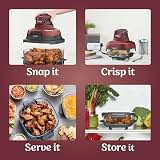 Ninja FN100RD Crispi Air Fryer, Microwave, Freezer & Dishwasher Safe, Non Toxic Glass Portable Cooking System, 4 QT & 5 Cup Glass Containers with Storage Lids, Easy Meals, Cherry (Renewed) — image 7