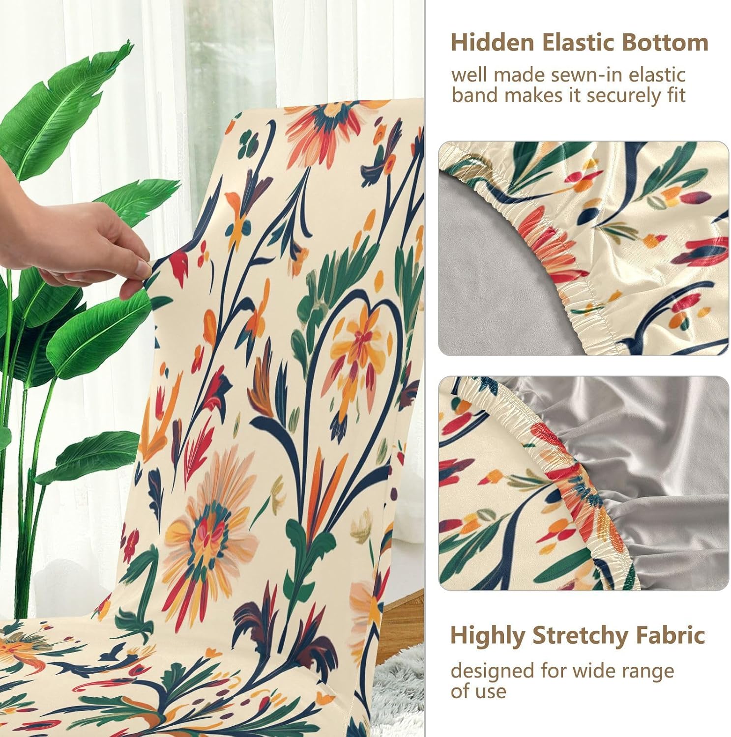 ALAZA Chair Covers for Dining Room, Vintage Ethnic Floral Stretch Chair Cover Sets Chair Protector Removable Washable for Ktichen Restaurant Hotel