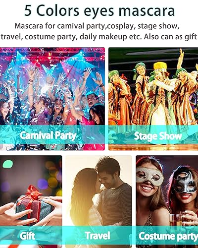 Miniatura 7 de Máscara de pestañas 5D roja para pestañas, 1 máscara de pestañas de color resistente al agua a prueba de manchas, volumen y longitud, pestañas