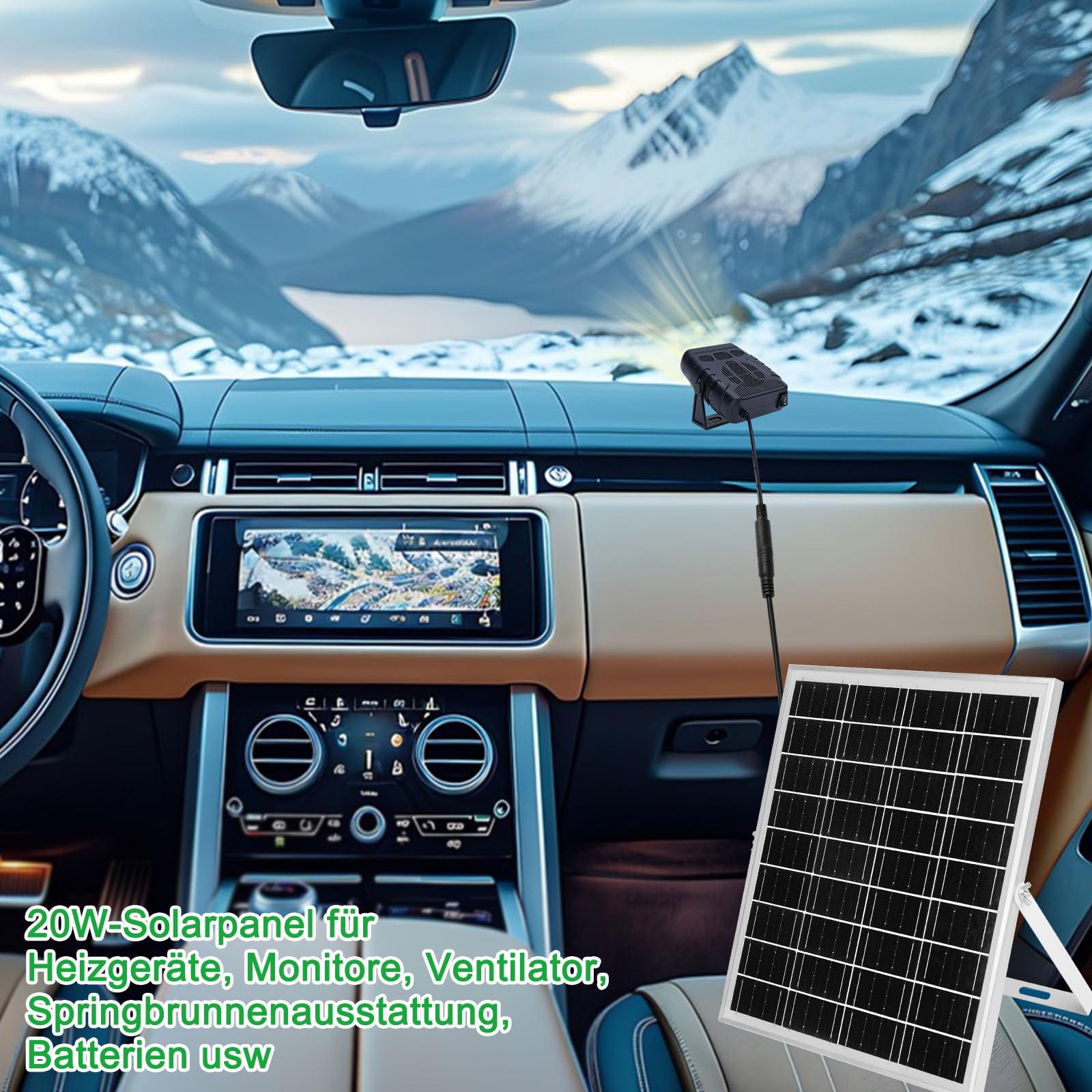 【20W 9.84FT Solarpanel Ventilator Kit】KWODE 20Watt Solar Panel Ventilator Gewächshaus: Solarpanel 20W mit DC Solar Lüfter+360° Verstellbare Halterung, für kleine Hühnerställe, Schuppen, Haustierhäuser
