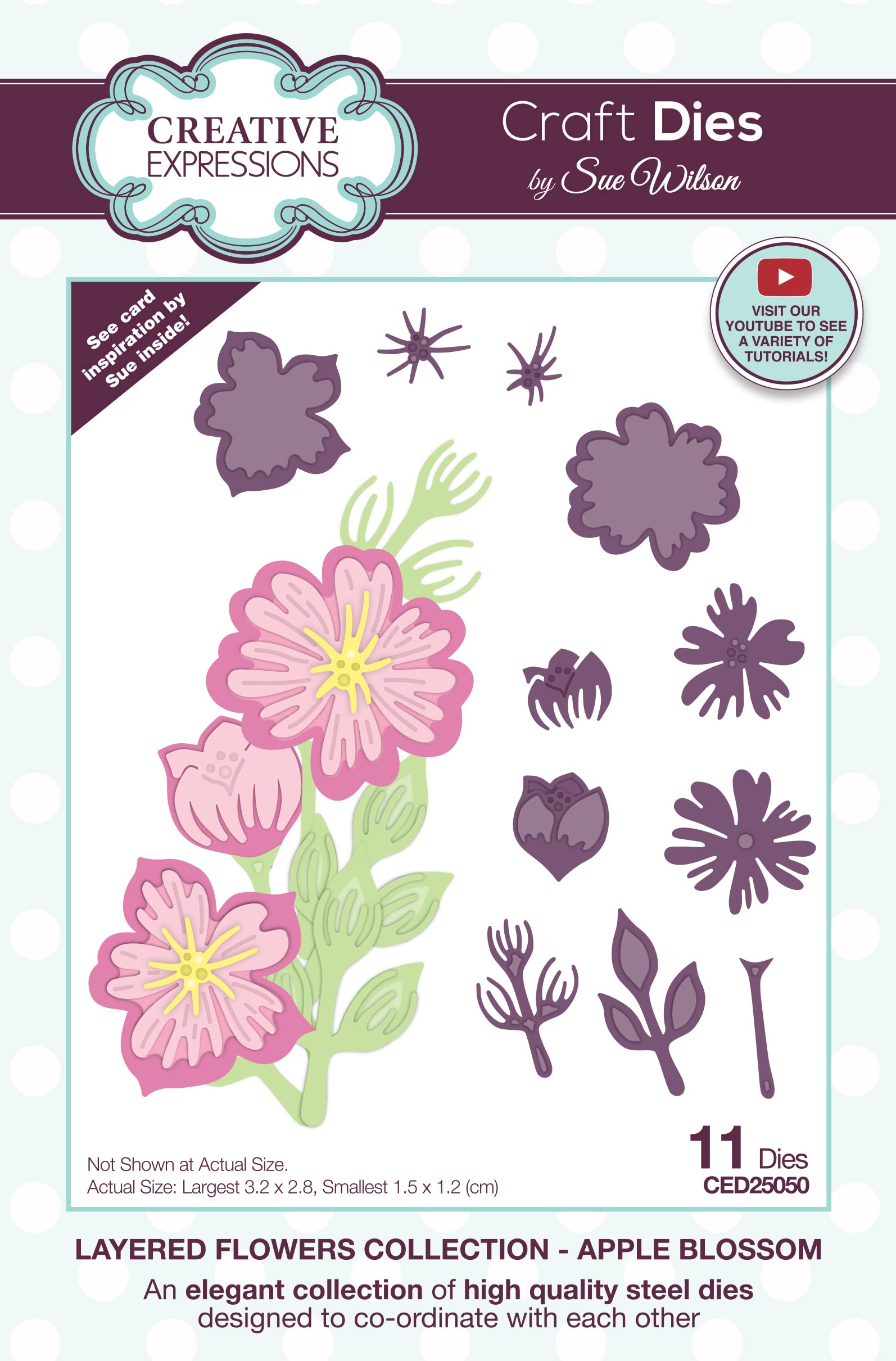 Creative Expressions Sue Wilson-Layered Flowers Collection-Apple Blossom-Craft, Metal, Largest die 3.2 x 2.8 cm