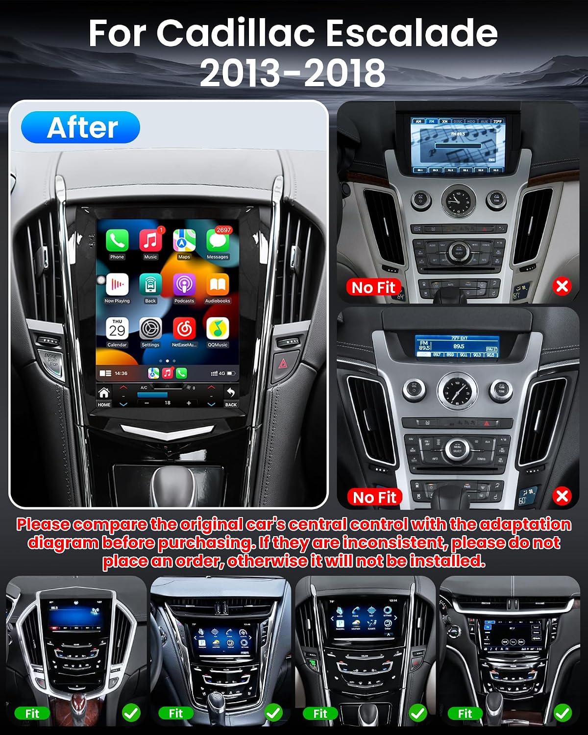 [8Core 4+64G] Car Radio for Cadillac ATS XTS SRX CTS 2013-2018: 9.7" HD Touch Screen Stereo Replacement with Wireless Carplay Android Auto 5GWiFi Bluetooth FM AM RDS DSP GPS SWC Backup Camera image 2