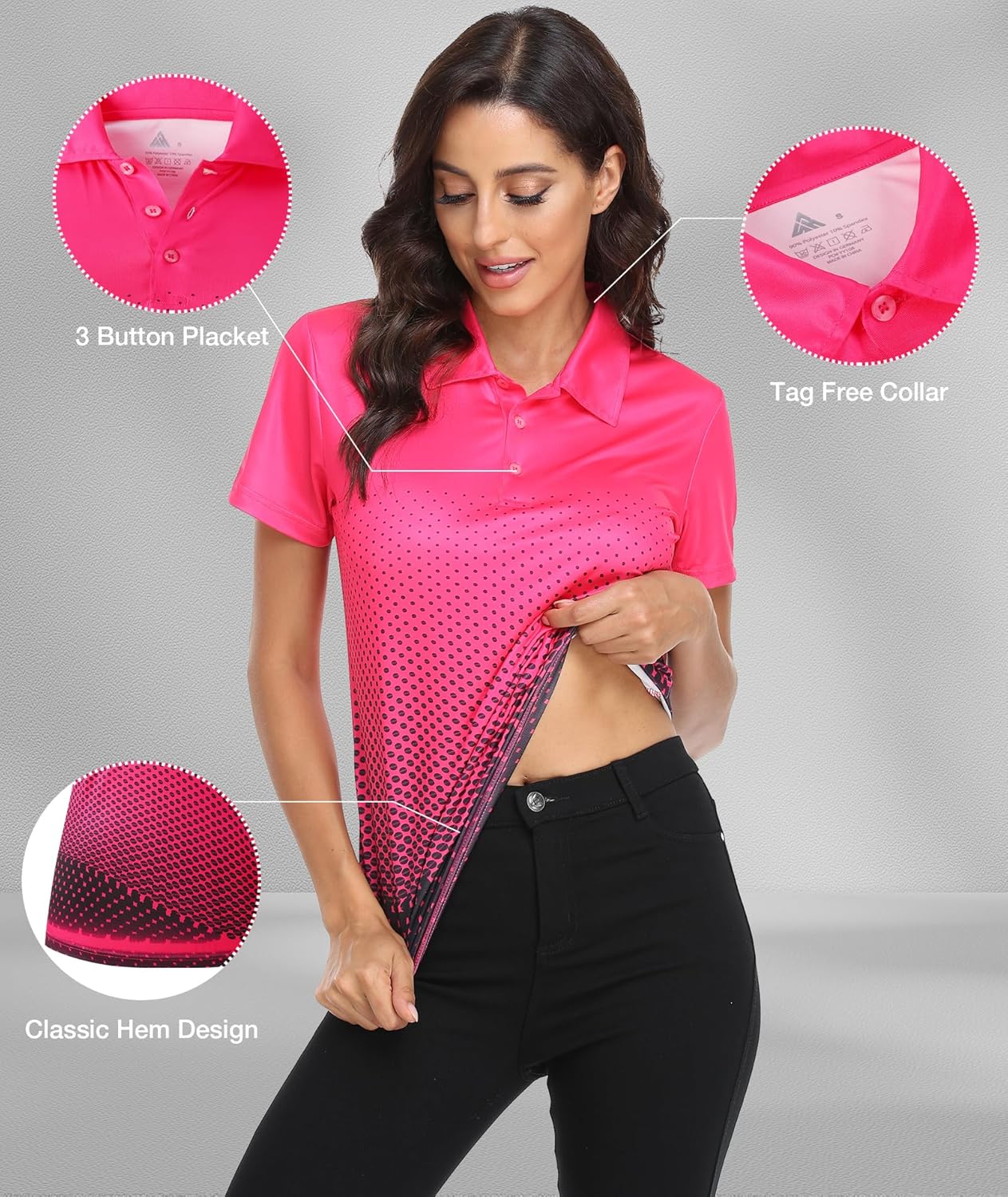 Little Beauty Women's Golf Polo Shirts Short Sleeve Moisture Wicking Tennis Athletic Shirt with 3 Button - Image 4