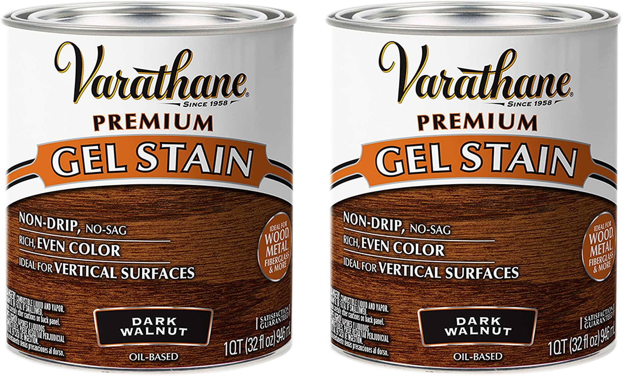 358301-2PK Premium Gel Stain, Quart, Dark Walnut, 2 Pack