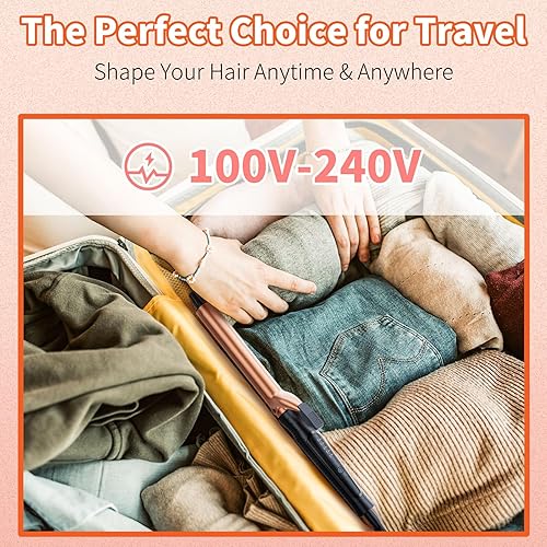 Miniatura 7 de Rizador profesional de 1 pulgada, rizador de pelo de anión de cerámica, 5 niveles de ajuste, 60 segundos de calentamiento rápido, adecuado para
