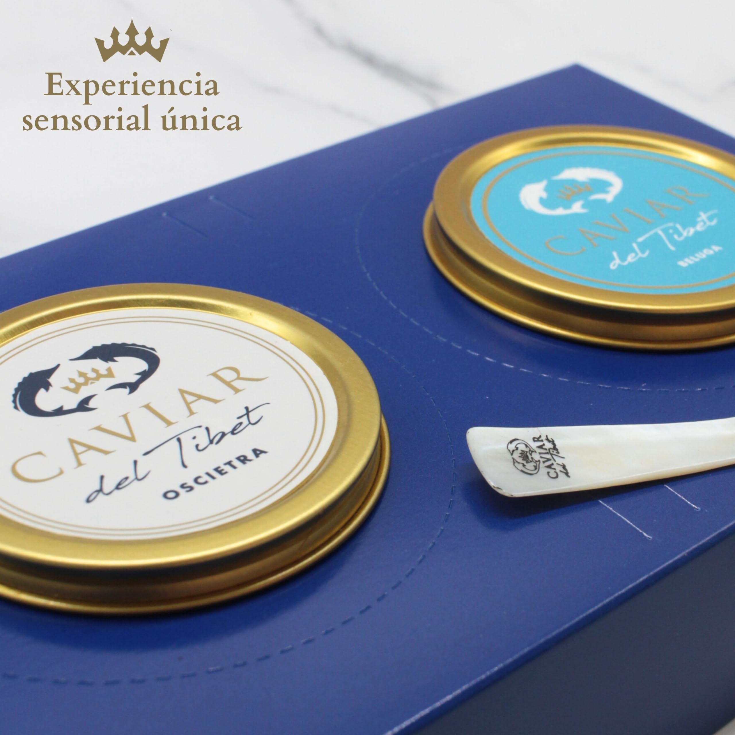 Dúo Caviar del Tíbet Selección – Estuche Gourmet - Caviar Oscietra 50 GR y Caviar Beluga 50GR – Huevas de Esturión - Pack Regalo Gourmet