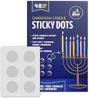 Ner Mitzvah Hanukkah Candles Sticky Dots - Chanukah Candles Dots - Candle Accessories - 48 Dots