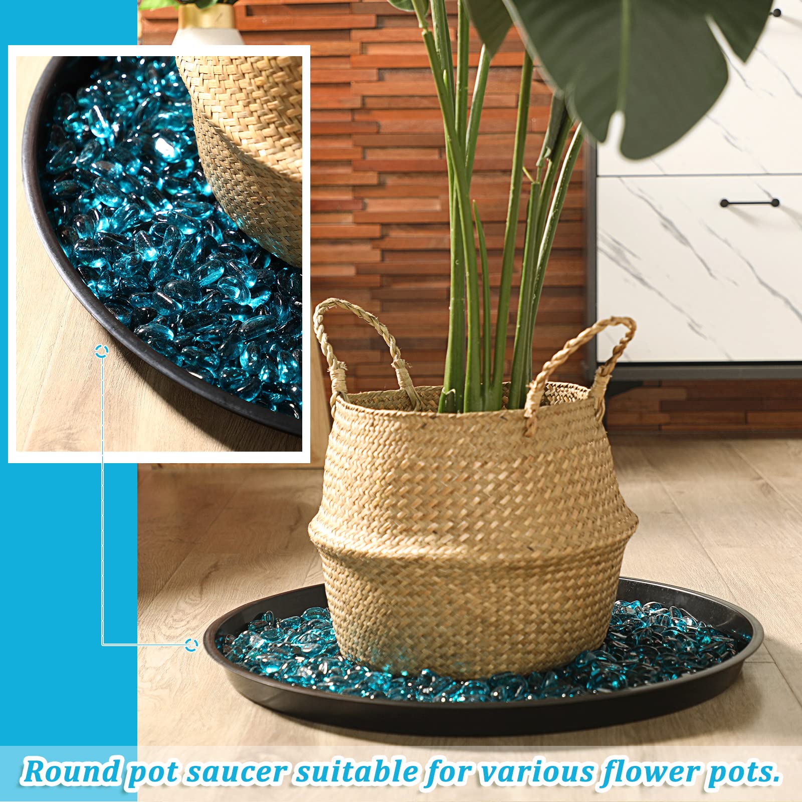 Eccliy Lot de 10 grandes soucoupes en plastique robuste pour pot de fleurs d'intérieur et d'extérieur (58,4 cm)