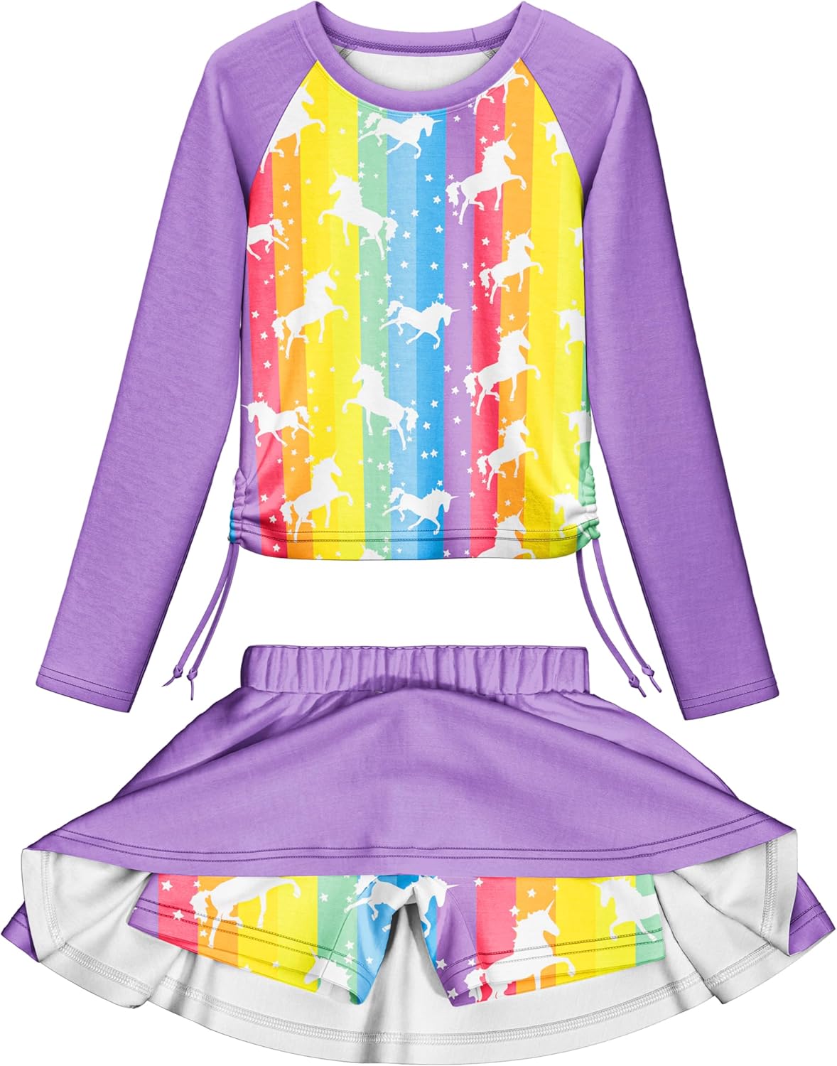 LQSZ ガールズ ラッシュガード 水着 長袖 水着 2ピース ショーツ 水着 3-12歳用