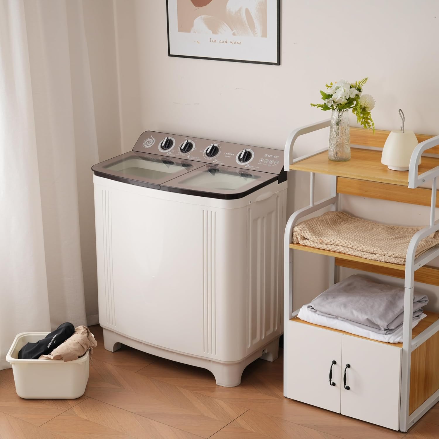 二槽式洗濯機 10kg洗濯容量 8kg脱水容量 コンパクト設計 ホワイト
