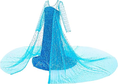 Miniatura 3 de Disfraz de princesa, capa larga, para fiesta de cumpleaños, con corona, varita mágica, peluca, guantes para niñas pequeñas de 2 a 10 años