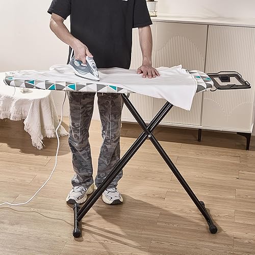Miniatura 4 de Tabla de planchar de 43 x 13 pulgadas con soporte de hierro, tabla de hierro de tamaño completo con cubierta resistente al calor y almohadilla de