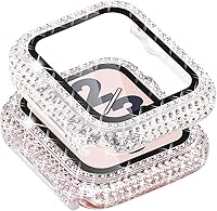 Vista 1 de Surace - Carcasa compatible con Apple Watch de 1.65 pulgadas con protector de pantalla de cristal templado, diseño brillante con 300 diamantes