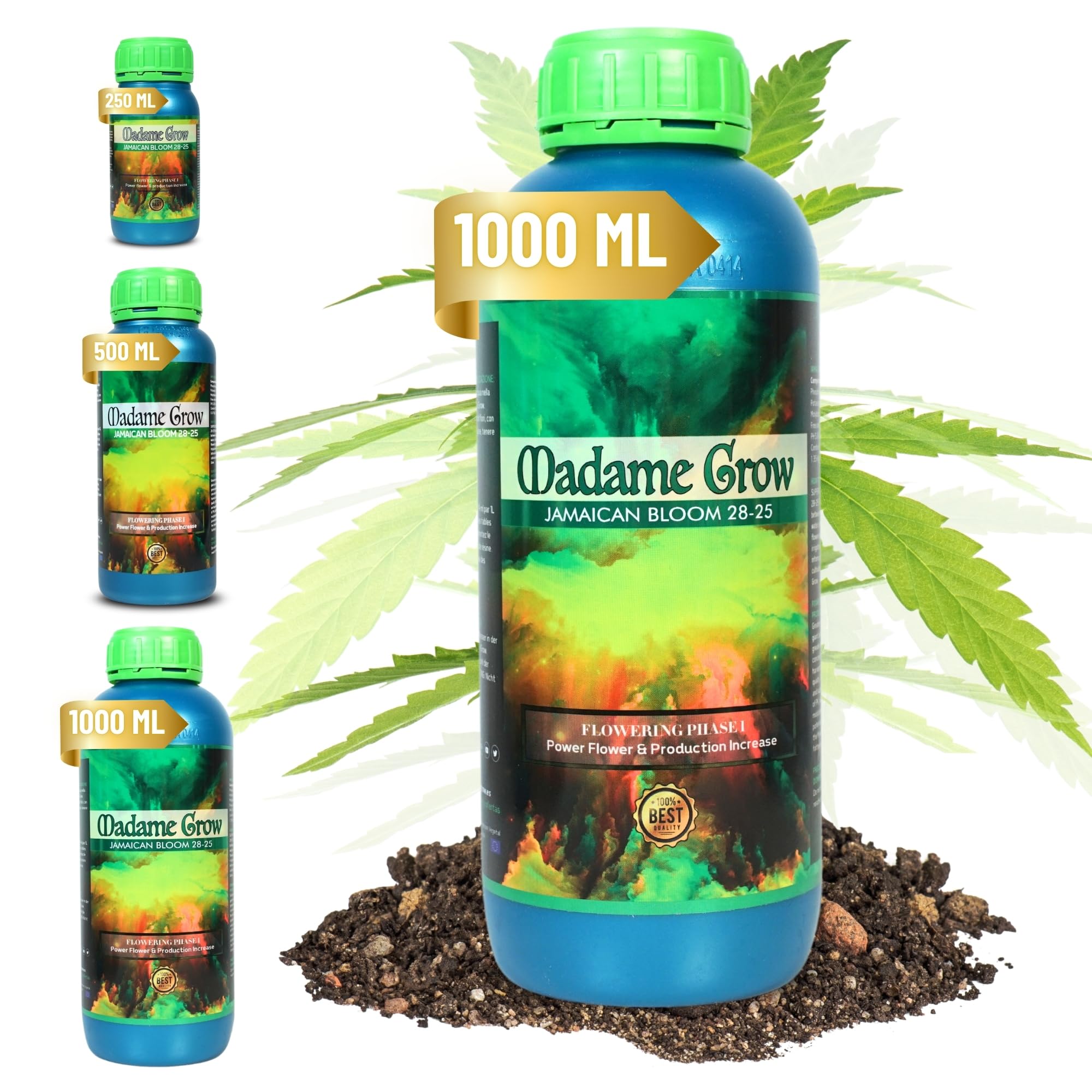MADAME GROW dünger pflanzen - dünger pflanzen - dünger pflanzen grün - dünger pflanzen grün - substrat pflanzen grün - dünger für pflanzen - universal dünger - blattdünger(JAMAICAN BLOOM 1L)