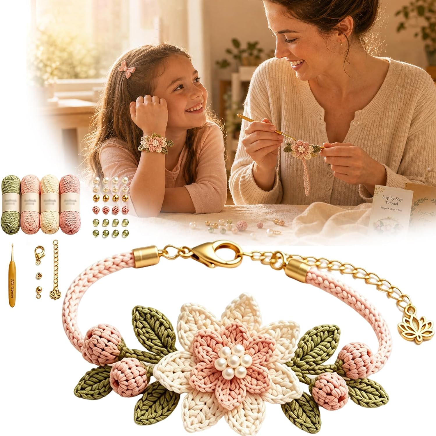 DIY Nature-Inspired Crochet Bracelet Kit - DIY Nature-Inspired Crochet Bracelet Kit (Style B)