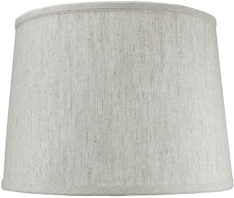 12x14x10 Textured Oatmeal Drum Lampshade Height with Brass Spider fitter - Perfect for table and Desk lamps - Medium, Off-white