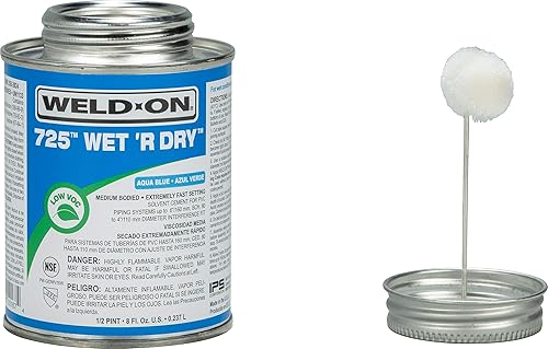 Miniatura 3 de Weld-On 10850 725 Wet R Dry - Cemento de PVC industrial profesional de cuerpo medio extremadamente rápido y bajo contenido de COV azul aguamarina 14