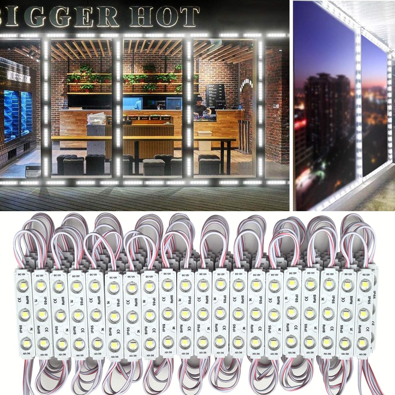 LED Module, LED Windows Lights 6000k White Light 100pcs 5050SMD 150LM Per LED Module IP65 Waterproof for Advertising Signs with Tape Adhesive Backside (Power Supply NOT Included)