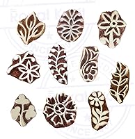 Vista 2 de Htag2107 - Sellos de impresión de henna atractivos pequeños bloques de madera con forma de hoja floral (juego de 10)