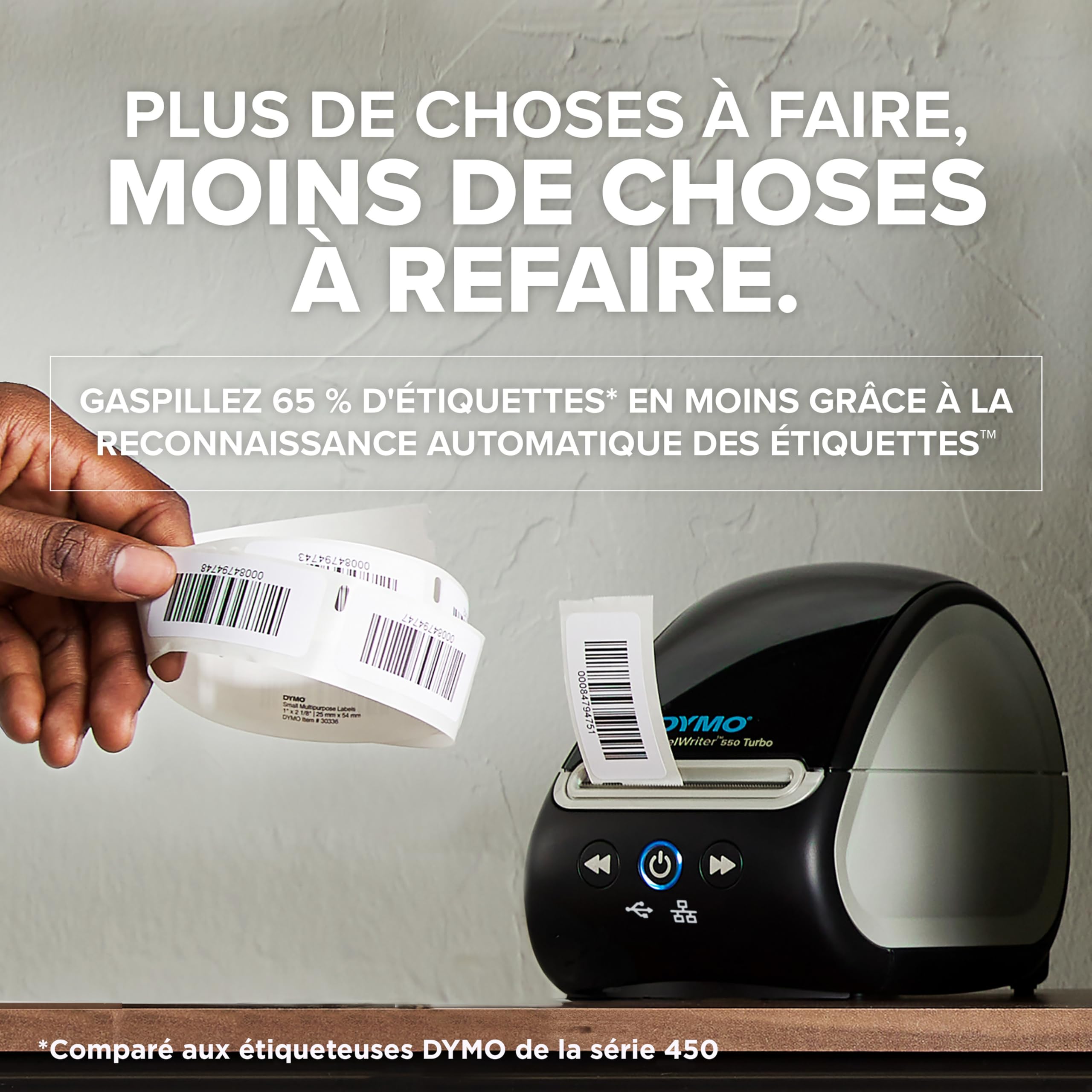 DYMO LabelWriter 550 Turbo imprimante d'étiquettes | Étiqueteuse avec impression thermique directe haute vitesse | Reconnaissance automatique des étiquettes | Prise UE 2 broches