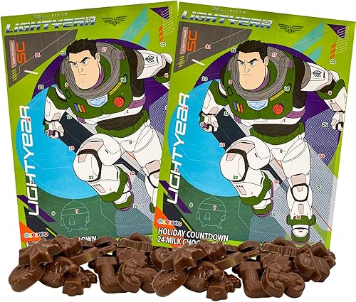 Buzz Lightyear - Juego de calendario de cuenta regresiva de Navidad calendarios de Adviento 2023 para niños con 24 piezas de caramelo de chocolate