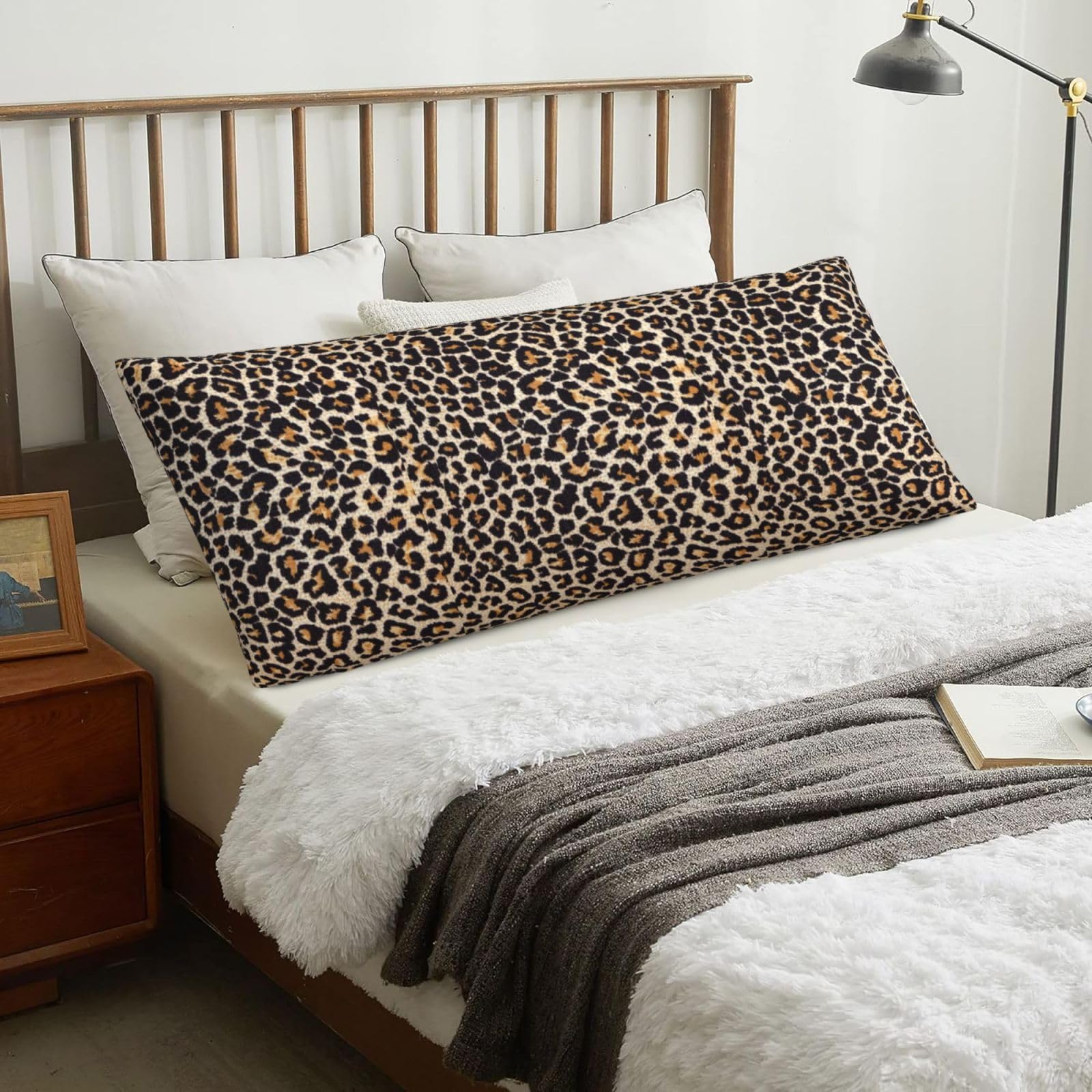 Leopard Print, Body Pillow Cover with Zipper,Long Body Pillowcase 20 x 60 in