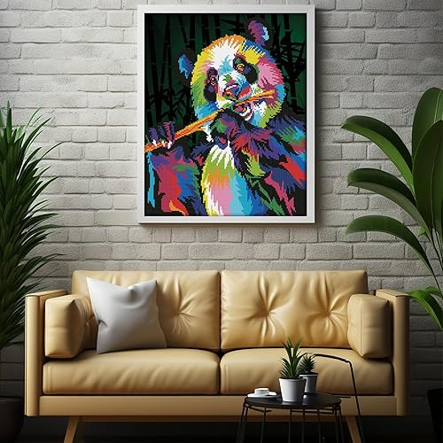 Miniatura 3 de DIAMOND ART BY LEISURE ARTS Kits de pintura de diamantes para adultos de 16 x 20 pulgadas, panda colorido avanzado, taladro completo, kits de arte,