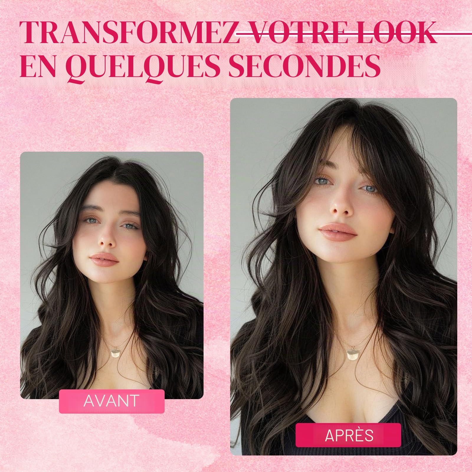 MY-LADY Frange à Clips Cheveux Naturels 100% Cheveux Humains Remy, Postiche Extension Cheveux Frange pour Femmes (Brun Moka)