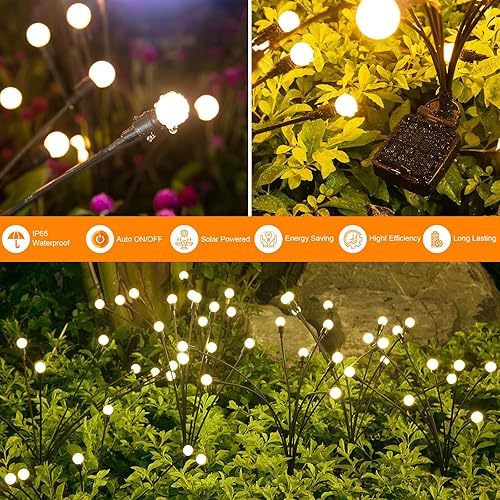 Miniatura 4 de ASMAD Luces solares de jardín, paquete de 8 64 luces LED solares para exteriores, luces de decoración al aire libre, luces solares oscilantes, luces