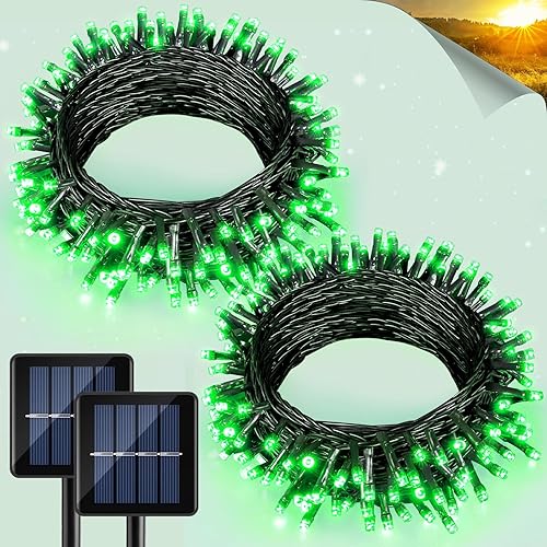 Miniatura 21 de 2 paquetes de luces solares de Navidad para exteriores, 80 pies con 240 luces LED impermeables para exterior, 8 modos de luces de hadas Blanco