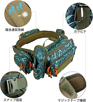 キンドウム（KINGDOM） フィッシングバッグ 釣り 大容量 多機能 ウエストバッグ 防水 水筒ポーチ付き 釣り竿 小物 ルアーペンチ Amazon.co.jp: キンドウム（KINGDOM） フィッシングバッグ 釣り