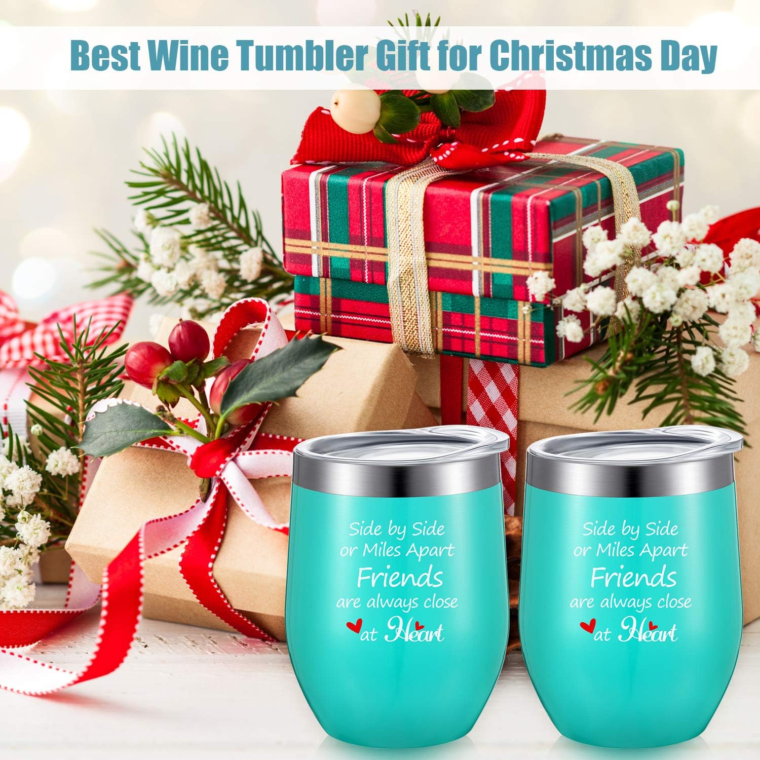 Buу 1 gеt 1 2 Pieces Friends Wine Tumbler, Side by Side or Miles Apart Friends Are Always, Friendship Gifts for Friend Soul Sister Besties BBF, Travel Cup Birthday Christmas Gift (Mint Green)