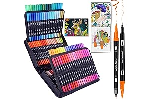 120 Dual Tip Art Markers Set for Coloring, Calligraphy and More