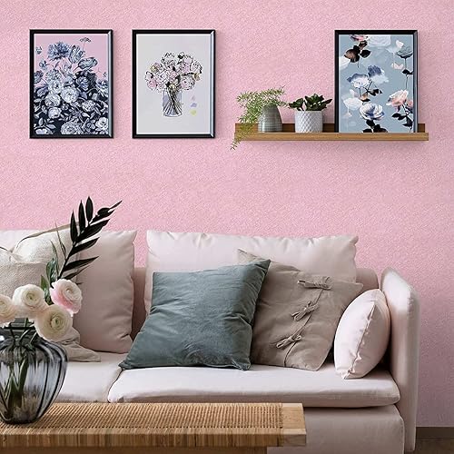 Miniatura 4 de Abyssaly Papel tapiz rosa en relieve autoadhesivo para despegar y pegar, 17.71 x 118 pulgadas, película de vinilo decorativa extraíble para el