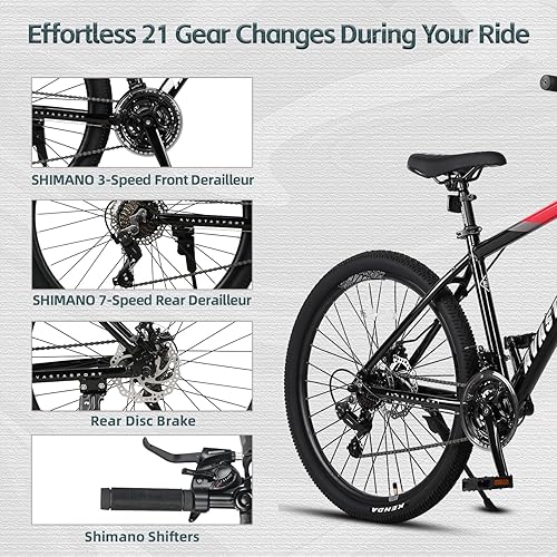 Miniatura 22 de AVASTA Earth 26 27.5 inch Mountain Bike with 21-Speed，Aluminum Frame, Dual Disc Brake, Comfortable Saddle,Multiple Colors Azul