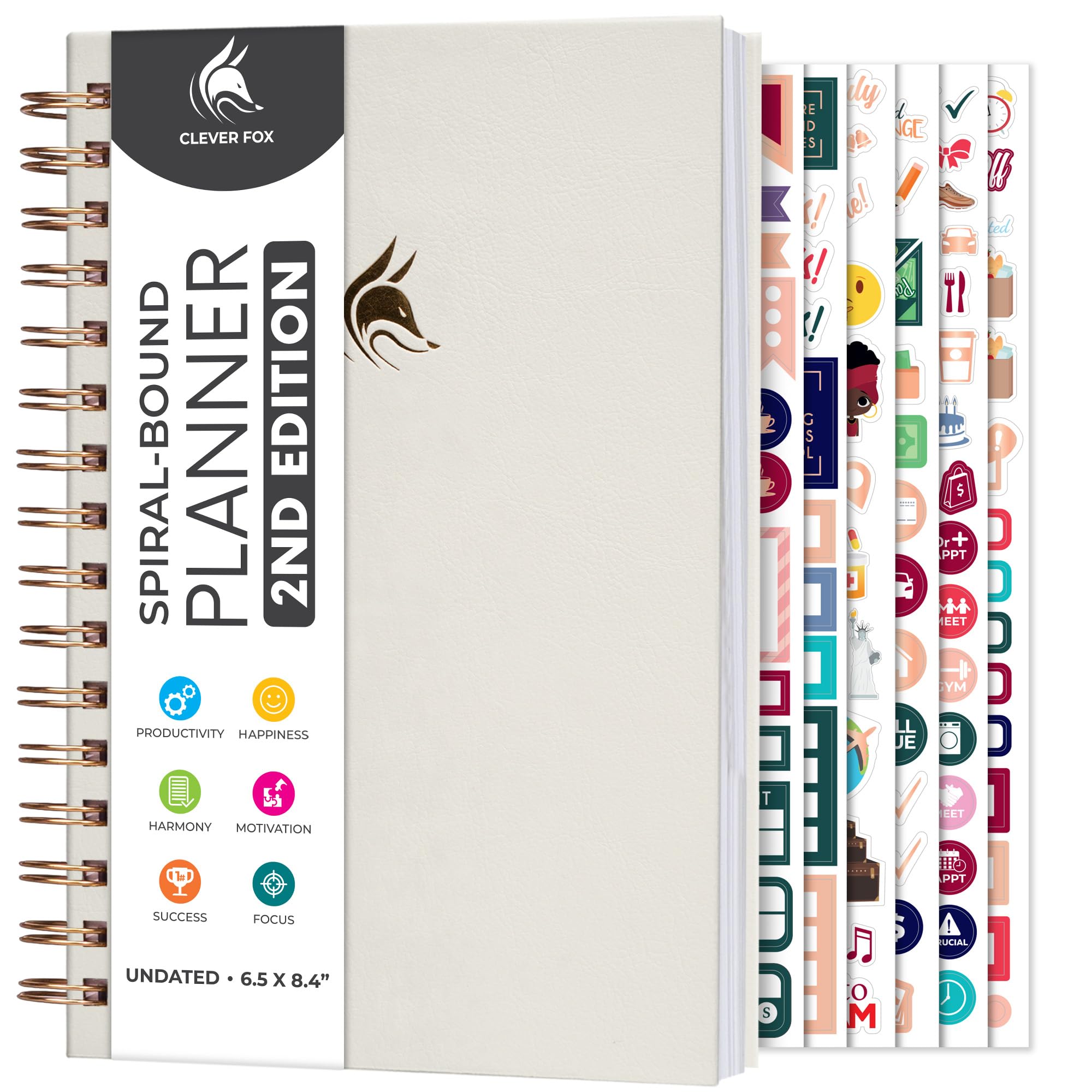 Clever FoxCF Weekly Undated 2.0 (White, A5 (5.8'' x 8.3'') Spiral Bound)