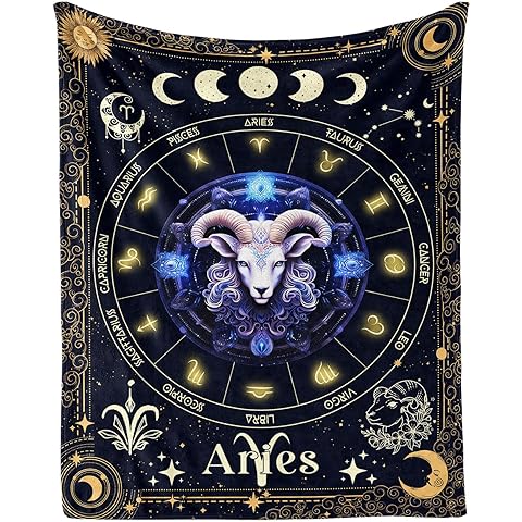 Aries Zodiac Blanket for Boys Girls, Secret Astrology Themed Design Printed Throw B...