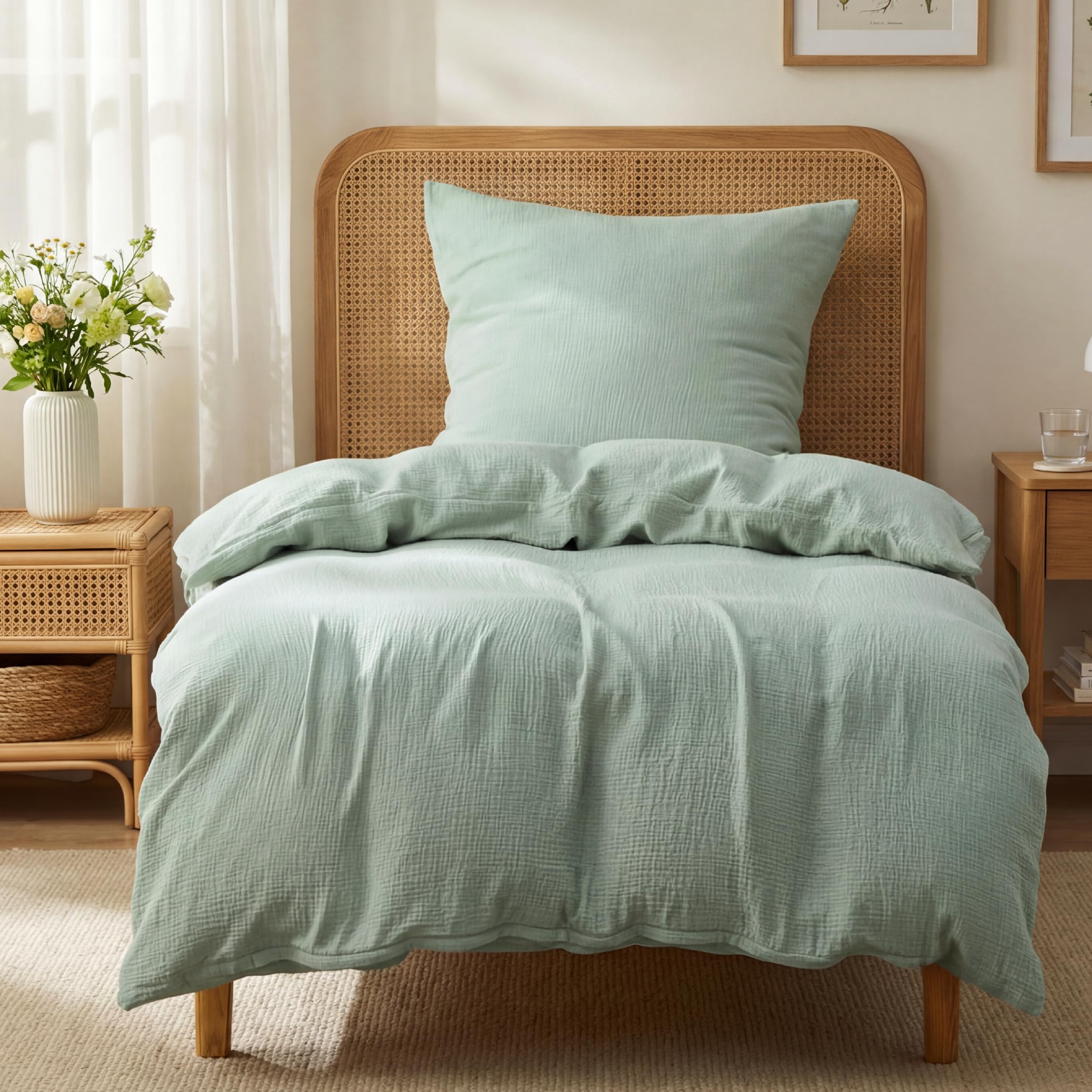 BEDSURE Musselin Bettwäsche 100% Baumwolle Bettbezug Oeko-TEX Bettwäsche-Sets für Kinder und Erwachsene Sommerbettwäsche mit Reißverschluss
