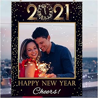 Happy New Year 2020 Photo Booth, Selfie Frame, Glitter, NYE Decorations, New Years Eve Countdown, New Year Decor, Black and Gold, Photo Booth Prop, Handmade Party Supplies Photo Prop Sizes 36x24, 48x36