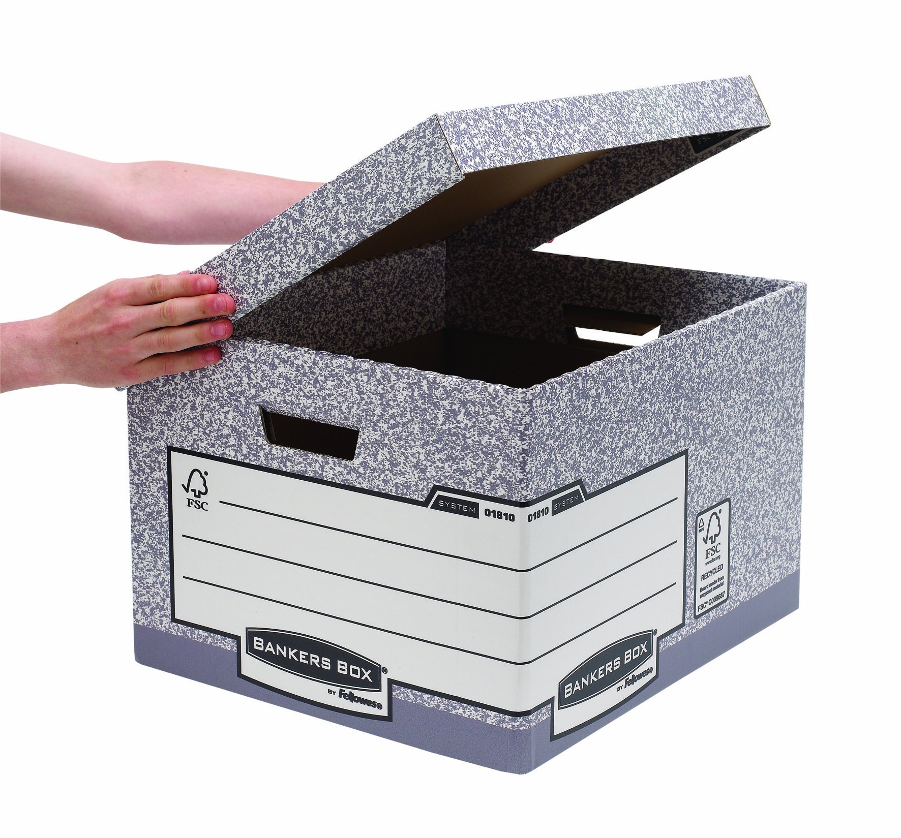Fellowes Bankers Box System - Caja contenedora de archivos tamaño folio, 10 unidades, color gris