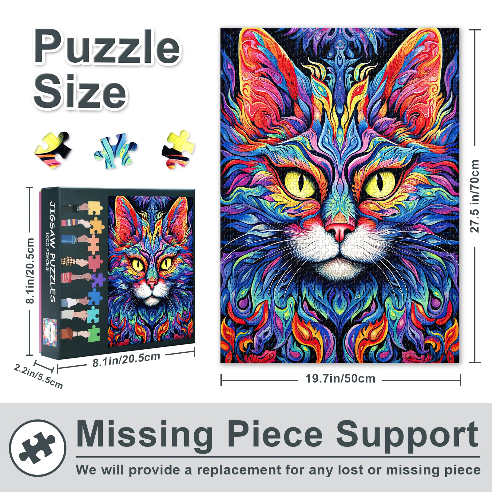 Collectible Jigsaw Puzzles UK, Abstract Cat Portrait Art - Image 3