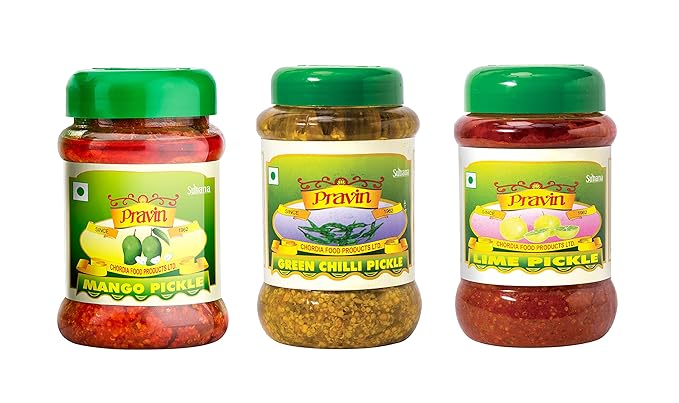 Pickles Combo of 3 Jar - Mango Pickle 500g, Lime Pickle 500g, Chilli Pickle 500g