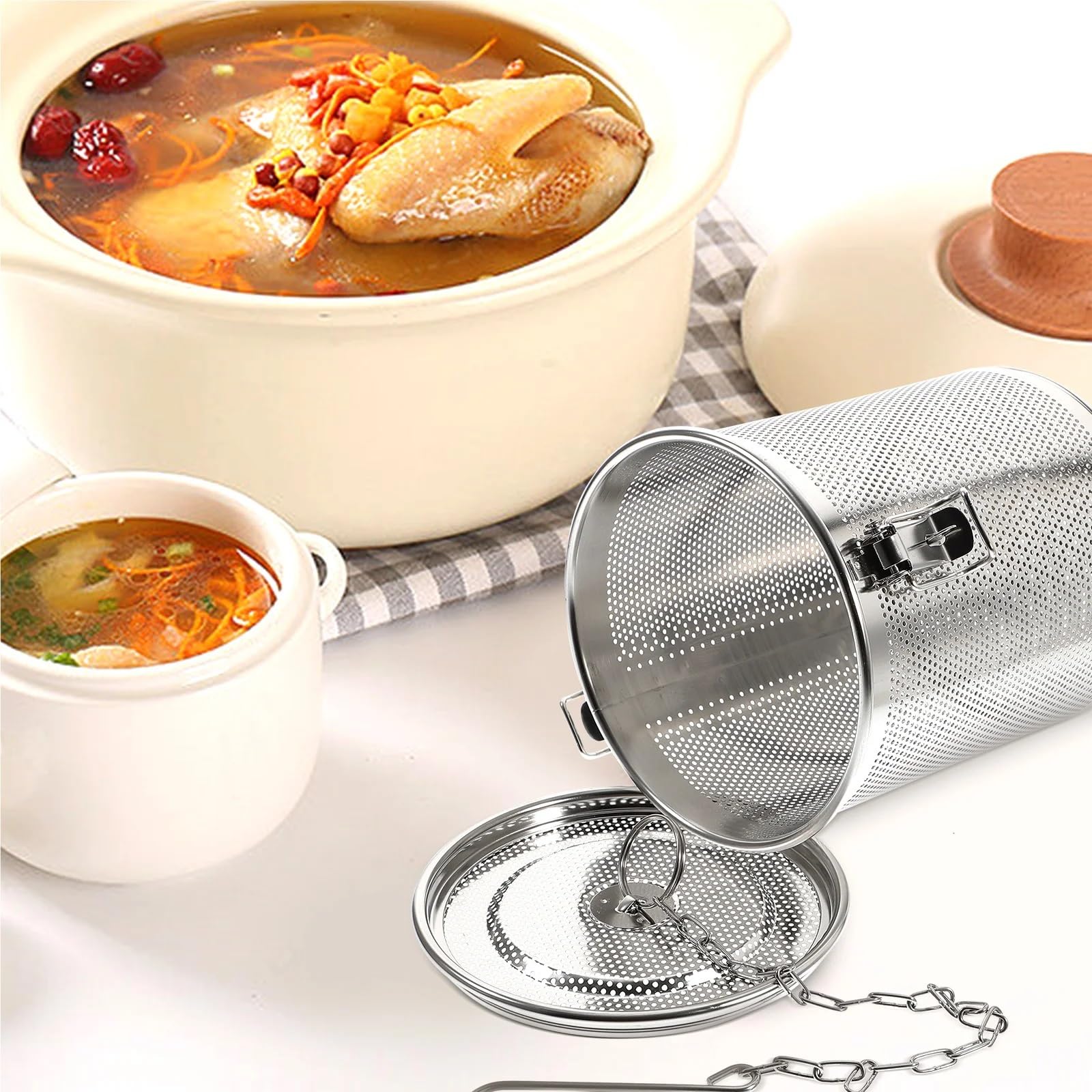 Przesiewacz do mąki, Sito do mąki 1 szt. Stal nierdzewna Przyprawa Zupa Sitko: Drobne oczka Koszyk Separacyjny Luźne Liście Herbaty Infuser Sitka