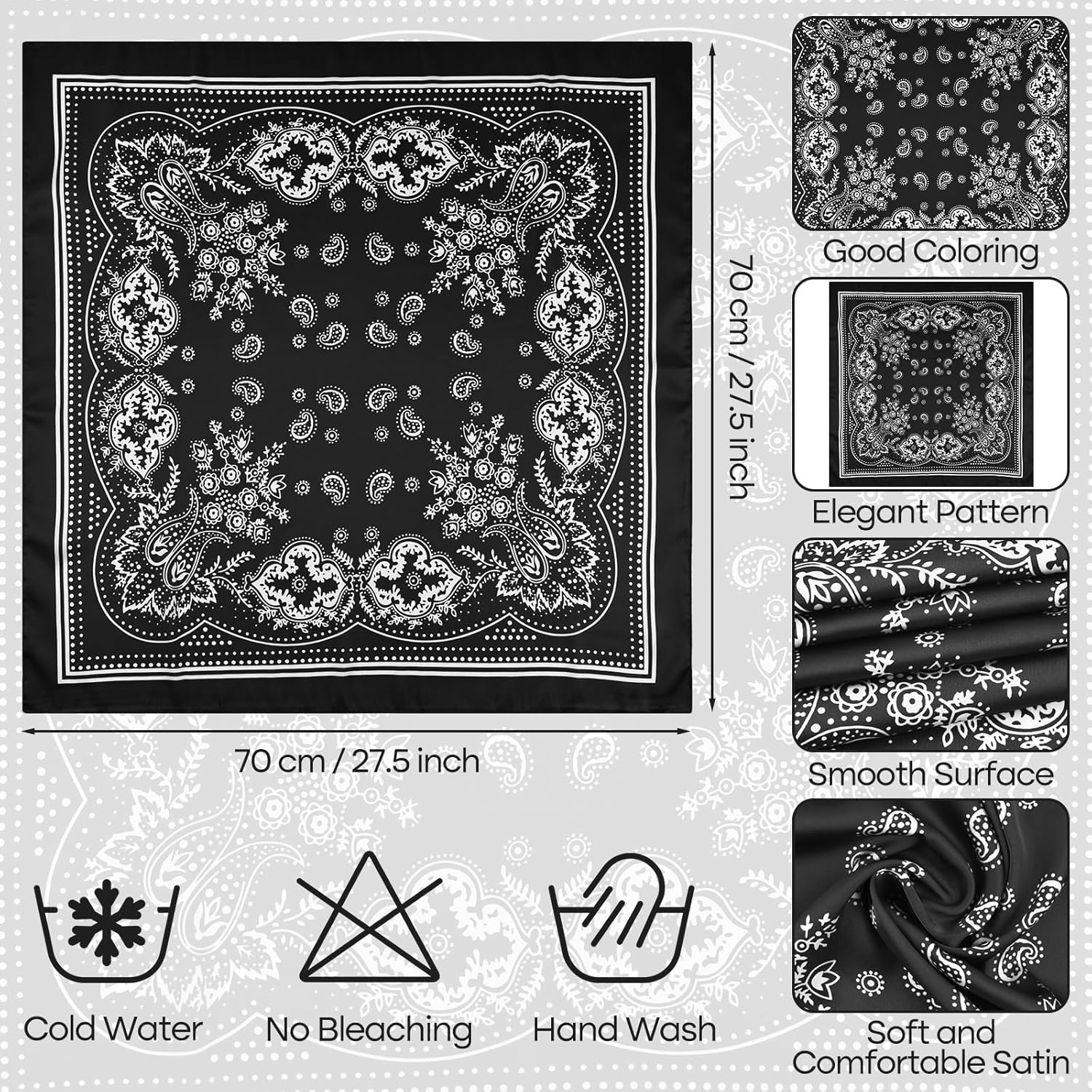 PLULON Silk Scarf Head Scarf for Women 2/4/8Pcs, Satin Bandana Hair Scarf Boho Headwear for Beach Travel Holiday Decors - Image 4