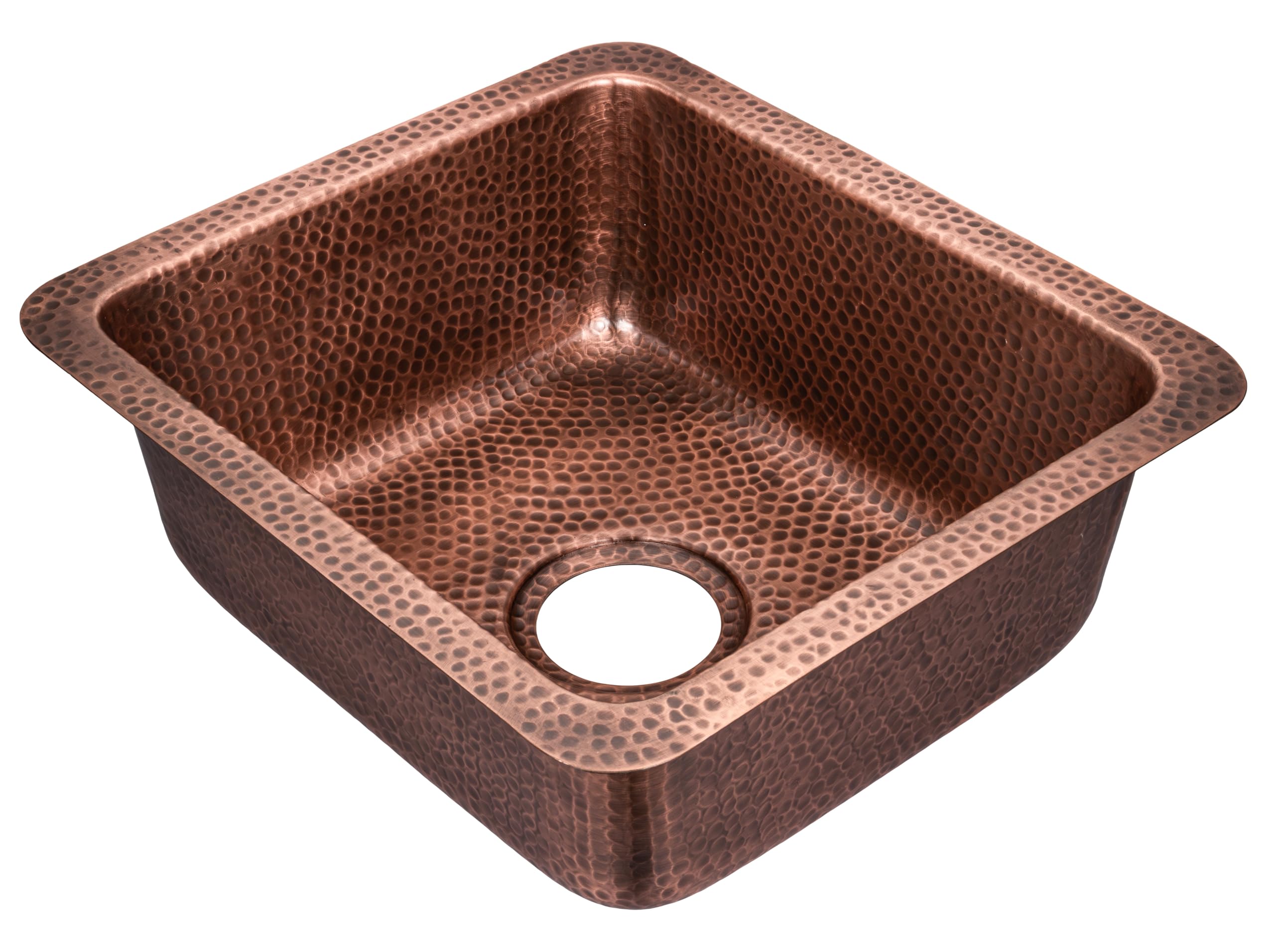 Monarch Abode 17-inch Hand Hammered Pure Copper Highball Dual Mount Drop in Kitchen Sink, Drop in or Undermount Kitchen Sink, Deep Single Rectangular Bowl